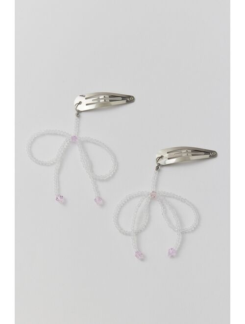 Urban Outfitters Beaded Bow Snap Clip Set