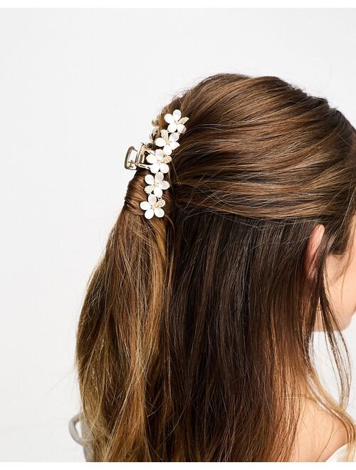 ASOS DESIGN hair clip claw with pearl floral design