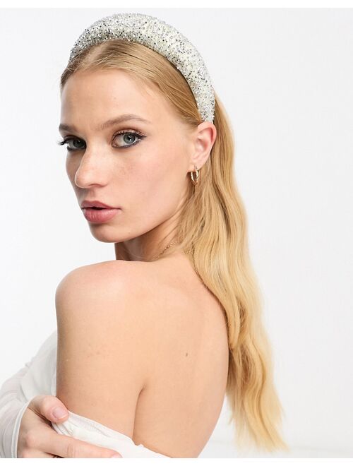 ASOS DESIGN padded headband in all over crystal design