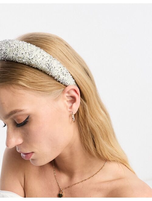 ASOS DESIGN padded headband in all over crystal design