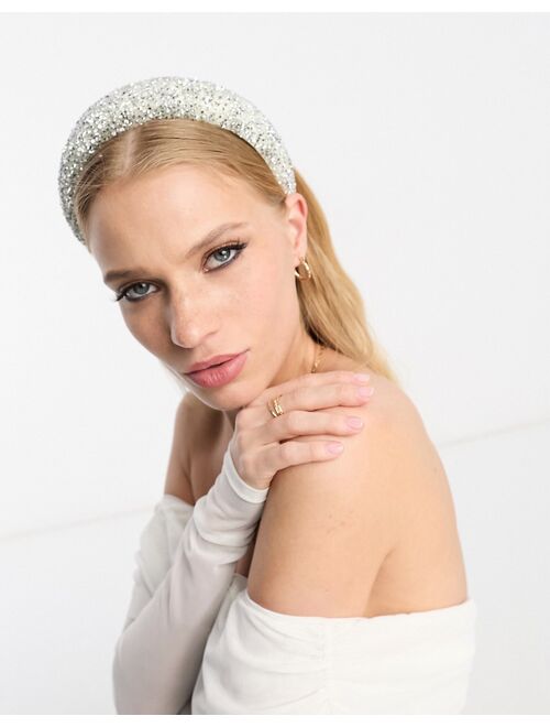 ASOS DESIGN padded headband in all over crystal design