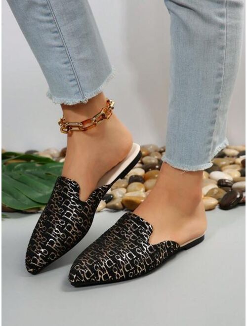 Women Color Block Point Toe Flat Mules Fashion Outdoor Flats