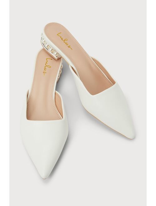 Lulus Perlia White Pearl Pointed-Toe Mules