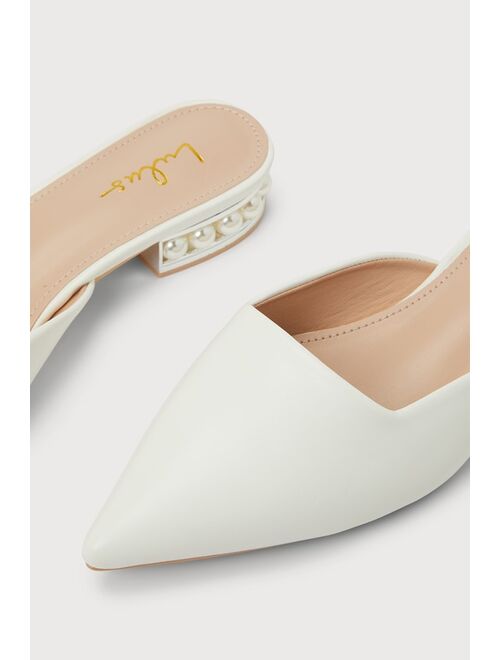 Lulus Perlia White Pearl Pointed-Toe Mules