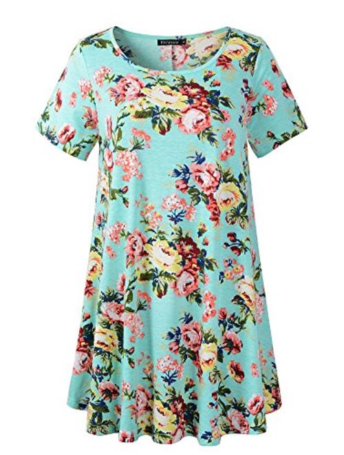 Veranee Women's Plus Size Swing Tunic Top 3/4 Sleeve Floral Flare T-Shirt