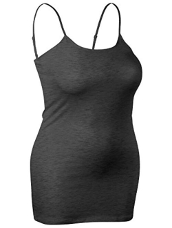 Emmalise Women's Basic Casual Long Camisole Adjustable Strap Cami Layering Top