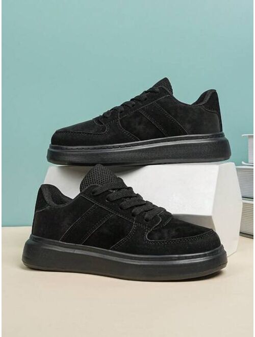 Shein Boys Color Block Skate Shoes, Lace-up Front Sporty Sneakers