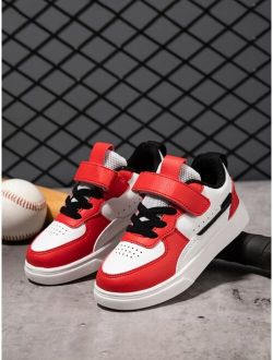 Shein Sporty Skate Shoes For Boys, Colorblock Lace-up Front Sneakers