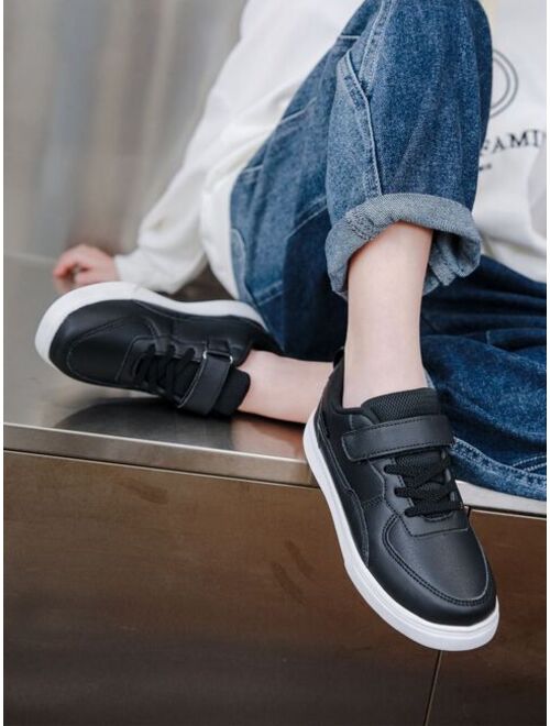 Shein Sporty Skate Shoes For Boys, Colorblock Lace-up Front Sneakers