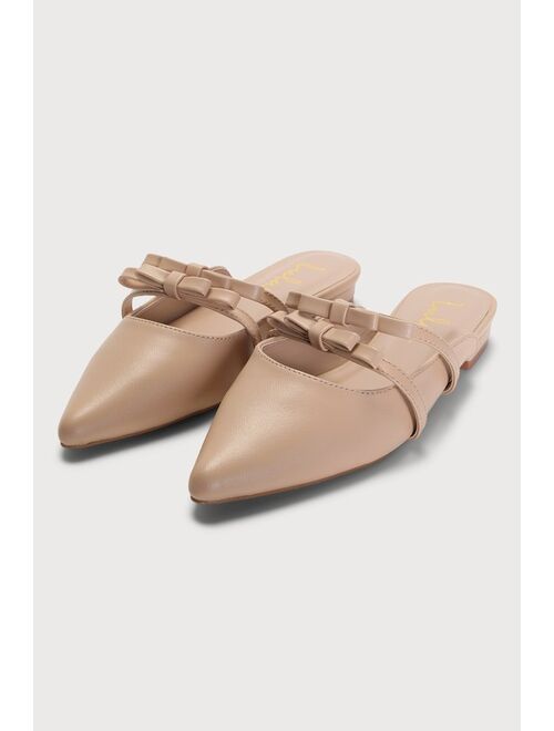 Lulus Lyanna White Pointed-Toe Bow Mules