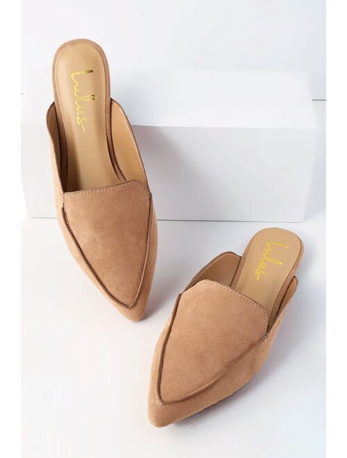 Lulus Joelle Camel Suede Loafer Slides