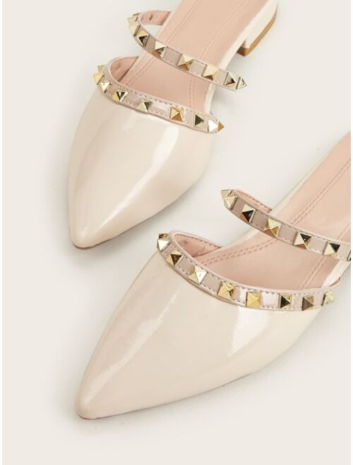 Women Studded Decor Flat Mules Fashion Outdoor Flats