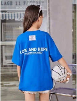 Kids EVRYDAY Girls Slogan Graphic Patched Detail Drop Shoulder Tee