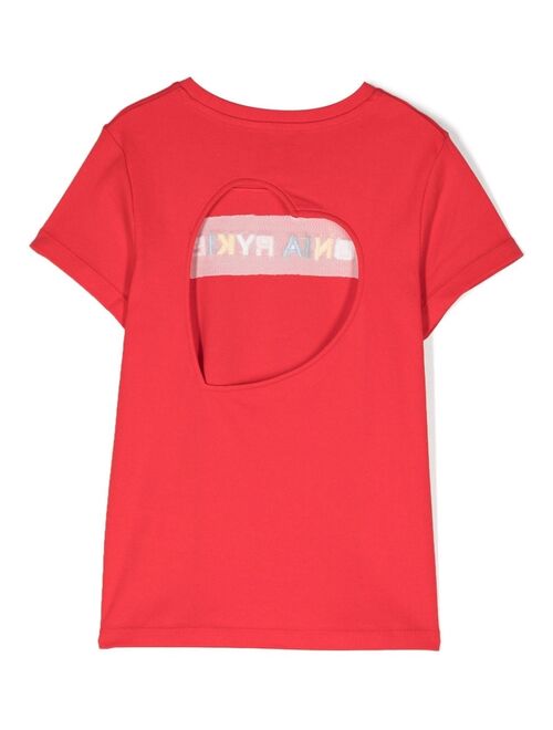 SONIA RYKIEL ENFANT logo-print cut-out T-shirt