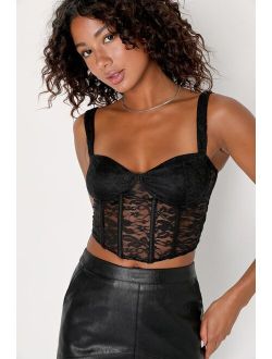 Innate Attraction Black Lace Bustier Top