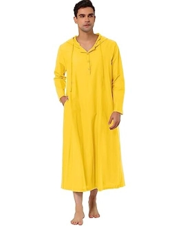 Lars Amadeus Men's Nightshirt Long Sleep Shirt Hooded Loungewear Nightgown Pajamas