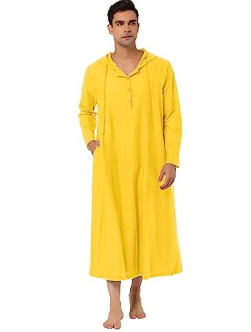 Lars Amadeus Men's Nightshirt Long Sleep Shirt Hooded Loungewear Nightgown Pajamas