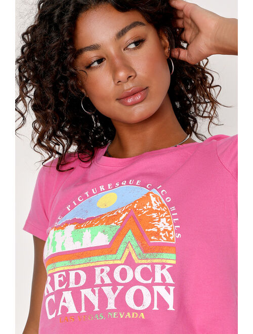 Prince Peter Red Rock Canyon Pink Distressed Cropped Graphic Tee