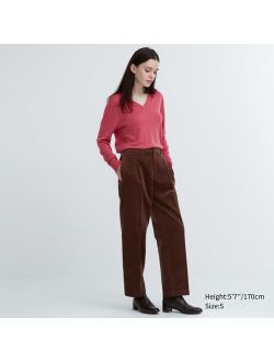 Corduroy Pleated Wide Pants