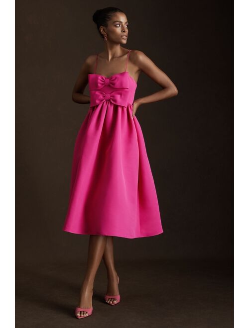 Sachin & Babi Sloane Taffeta Double-Bow Pleated Midi Dress