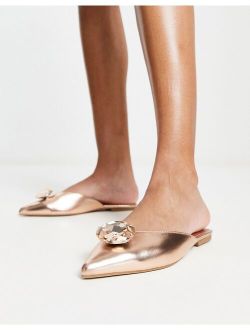 Las Vegas embellished ballet mules in gold