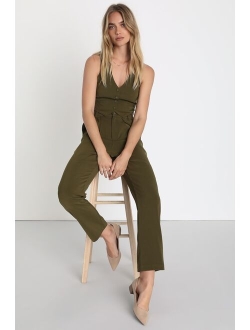 Hot Pur-suit Rust Brown Twill High Waisted Straight Leg Pants