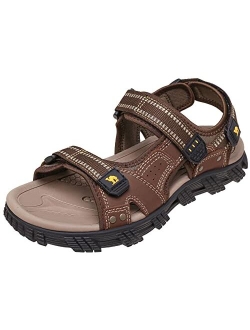 CAMEL CROWN Men's Hiking Sandals Waterproof Arch Support Water Sandals Anti-Slip Summer Sandals Adjustable Beach Sandals Comfort Leather Athletic Outdoor Sport Sandals