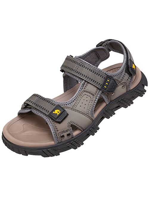 CAMEL CROWN Men's Hiking Sandals Waterproof Arch Support Water Sandals Anti-Slip Summer Sandals Adjustable Beach Sandals Comfort Leather Athletic Outdoor Sport Sandals