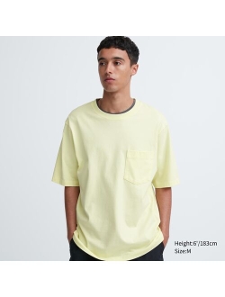 Oversized Pocket Crew Neck Half-Sleeve T-Shirt