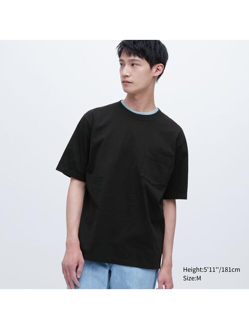 UNIQLO Oversized Pocket Crew Neck Half-Sleeve T-Shirt