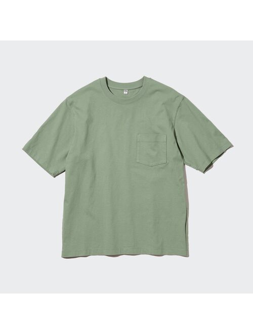 UNIQLO Oversized Pocket Crew Neck Half-Sleeve T-Shirt