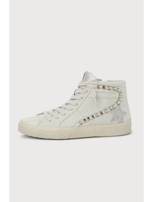 Shu Shop Riri Grey Suede Studded High Top Distressed Sneakers