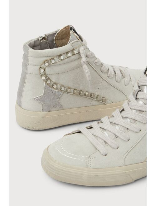 Shu Shop Riri Grey Suede Studded High Top Distressed Sneakers