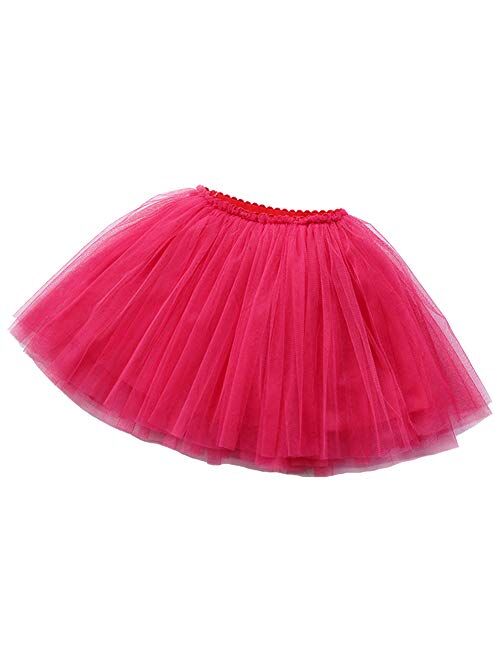 BUENOS NINOS Girl's 3 Layers Tulle Dress Up Tutu Princess Ballet Dance Party Skirt with Lining for 2-9T