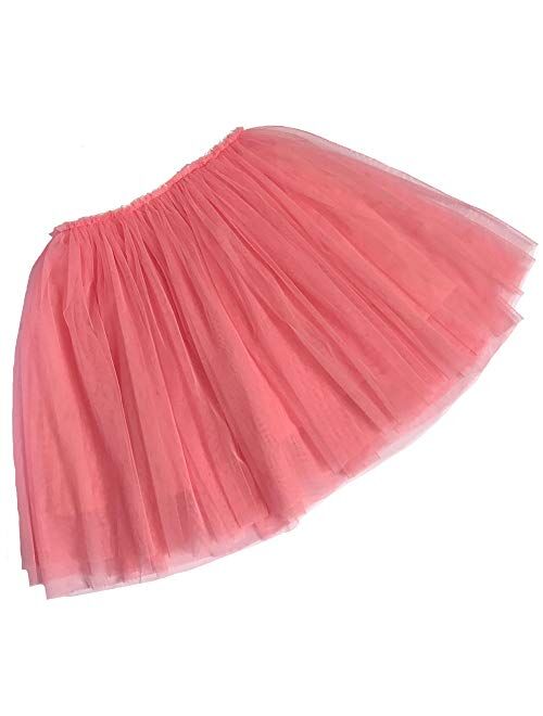 BUENOS NINOS Girl's 3 Layers Tulle Dress Up Tutu Princess Ballet Dance Party Skirt with Lining for 2-9T