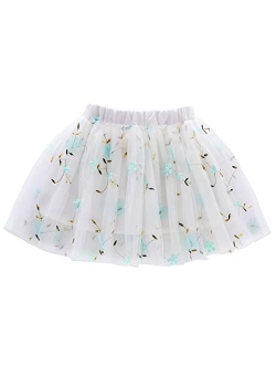 Tortoise & Rabbit Embroidery 3D Flowers Tulle Skirt for 1-10 Years Girls