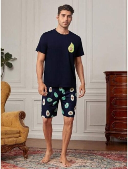 Men Fruit Print PJ Set