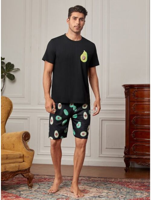 Shein Men Fruit Print PJ Set