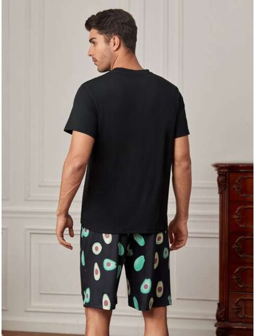 Shein Men Fruit Print PJ Set