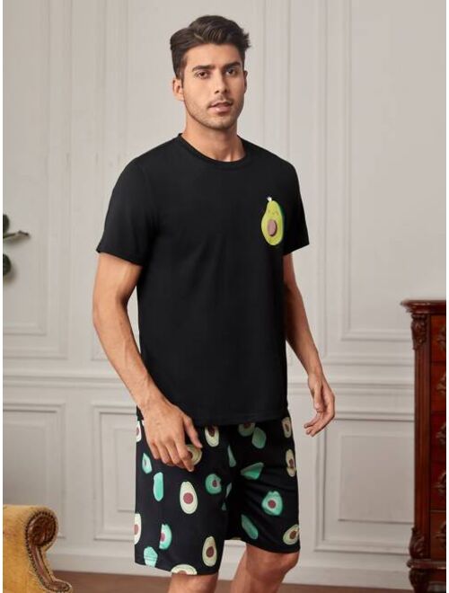 Shein Men Fruit Print PJ Set