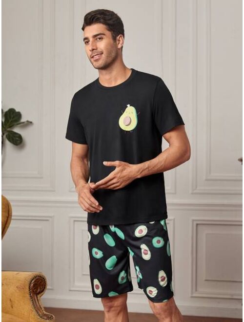 Shein Men Fruit Print PJ Set