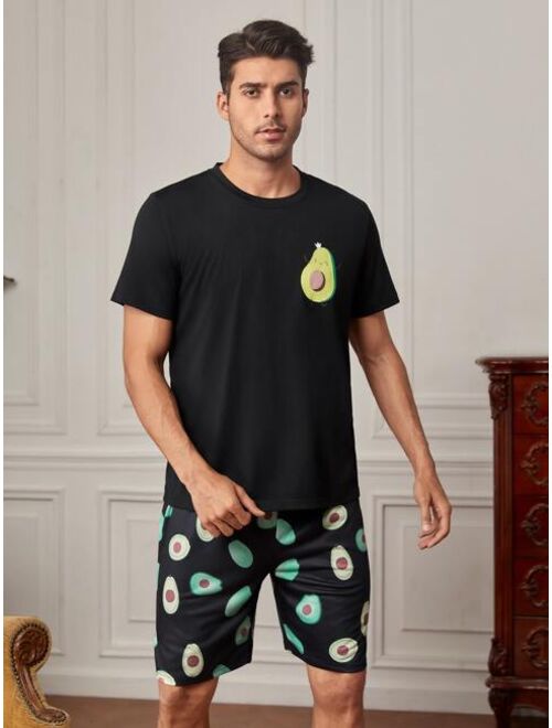 Shein Men Fruit Print PJ Set