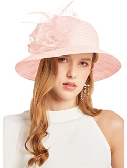 ORIDOOR Women's Organza Cloche Bowler Hat Derby Fascinator for Tea Party Bridal Wedding Dress Hat