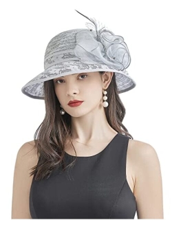 ORIDOOR Women's Organza Cloche Bowler Hat Derby Fascinator for Tea Party Bridal Wedding Dress Hat