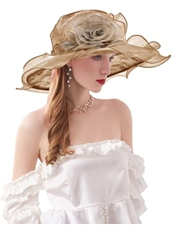 ORIDOOR Women's Organza Cloche Bowler Hat Derby Fascinator for Tea Party Bridal Wedding Dress Hat