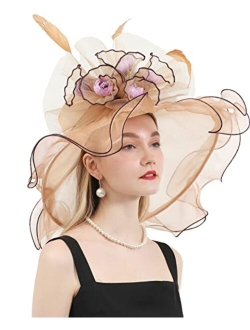 ORIDOOR Women's Organza Cloche Bowler Hat Derby Fascinator for Tea Party Bridal Wedding Dress Hat