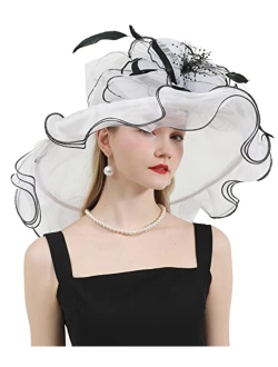 ORIDOOR Women's Organza Cloche Bowler Hat Derby Fascinator for Tea Party Bridal Wedding Dress Hat