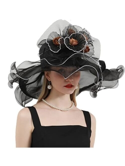 ORIDOOR Women's Organza Cloche Bowler Hat Derby Fascinator for Tea Party Bridal Wedding Dress Hat