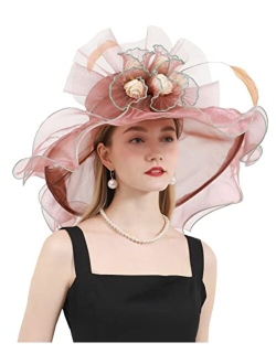 ORIDOOR Women's Organza Cloche Bowler Hat Derby Fascinator for Tea Party Bridal Wedding Dress Hat