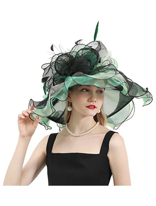 ORIDOOR Women's Organza Cloche Bowler Hat Derby Fascinator for Tea Party Bridal Wedding Dress Hat